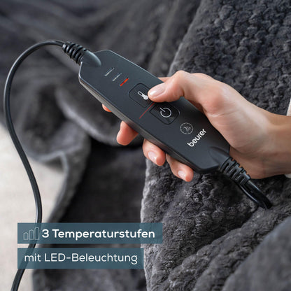 Beurer HD 65 Heizdecke, 3 Temperaturstufen, Abschaltautomatik, grau