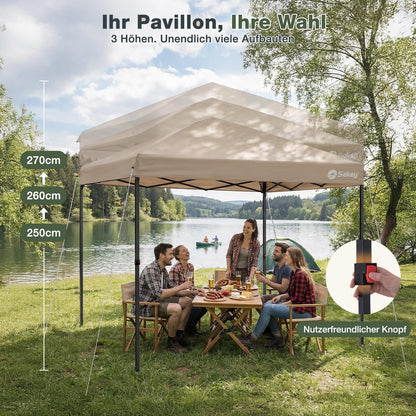 Sekey One-Touch Pop Up Pavillon 3x3 m, wasserdicht, Khaki