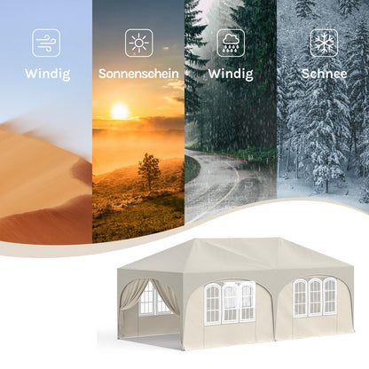 WOLTU Faltpavillon 3x6 m mit 6 Seitenwänden, UV-Schutz 50+, Beige