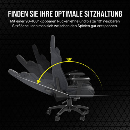 Corsair TC100 Relaxed Gaming Stuhl Stoff Grau/Schwarz