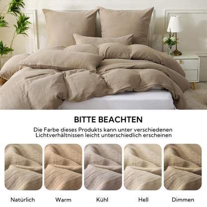 SOULFUL Doppelte Muslin Baumwolle Bettwäsche-Set 220x240 Kaffeebraun