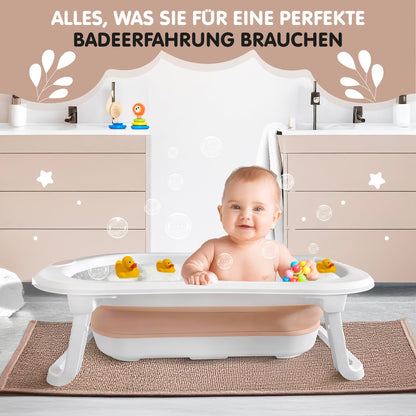 FawnsLife Babybadewanne faltbar XXL mit Sitz und Wassereimer