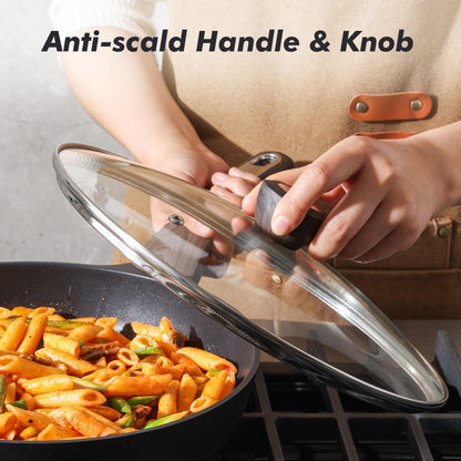 SENSARTE Antihaft-Bratpfanne 28 cm mit Glasdeckel, induktionsgeeignet