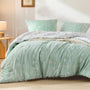 BEDSURE Bettdecke-Set 135x200 cm mit Kissenbezug 80x80 cm, Mintgrün, florales Wendemuster
