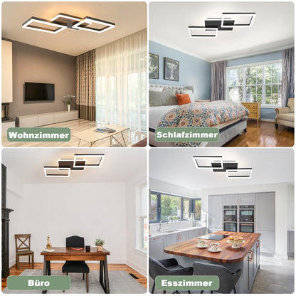 ZMH LED Deckenleuchte - 48W Dimmbar Schwarz mit Fernbedienung