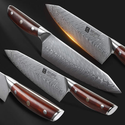 XINZUO Yi Serie Küchenmesser Set - 5tlg. VG10 Damast