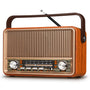 PRUNUS J-120 Retro Radio mit Bluetooth, AM/FM/SW Kofferradio mit Akku in Holzmaserung mit Tragegriff