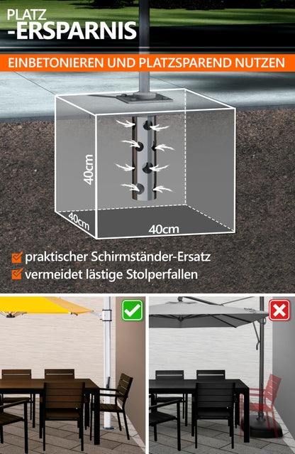 4smile Bodenanker Ampelschirm zum Einbetonieren - Edelstahl