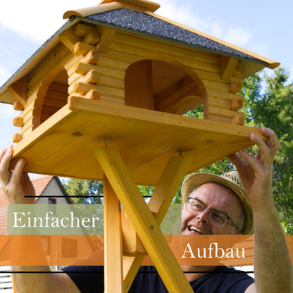 NaturTraum Vogelhaus V20 2 mit Ständer – Dach Stein Anthrazit