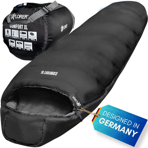 EXPLORER® Comfort XL Mumienschlafsack Winter -23°C Schwarz