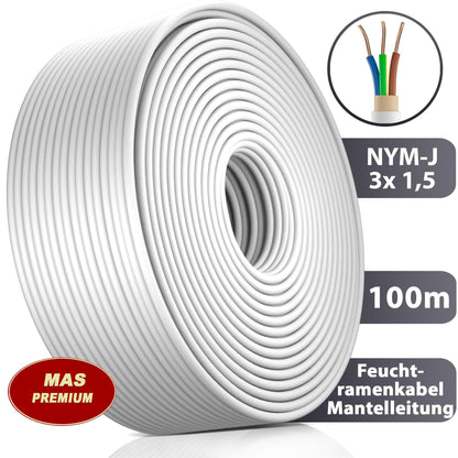 MAS NYM-J 3x1.5 mm² Feuchtraumkabel Mantelleitung – 100m