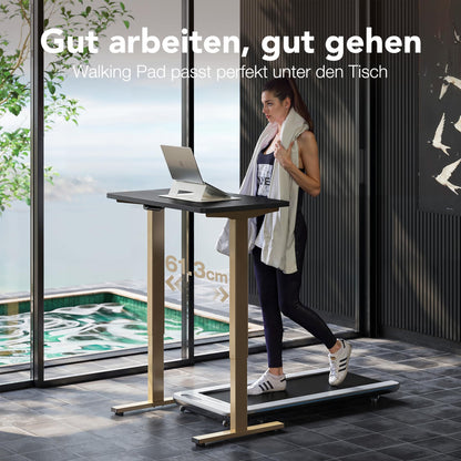 HUANUO Elektrischer Stehschreibtisch 80x48cm – Schwarz/Gold