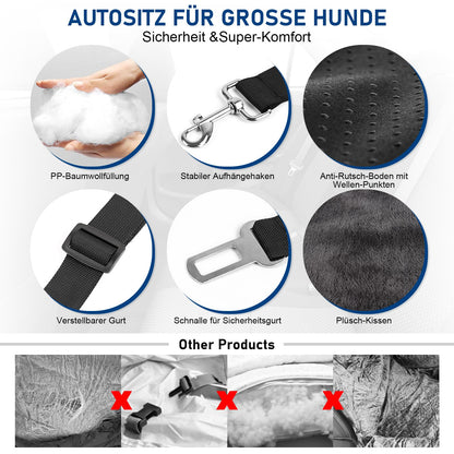 Honey Paws Hunde Autositz - Für 1-2 Hunde, Rückbank bis 25kg