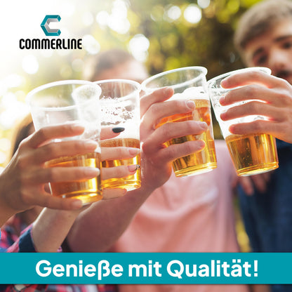 Commerline Plastikbecher 0,4 L transparent, Trinkbecher, 1000 Stück