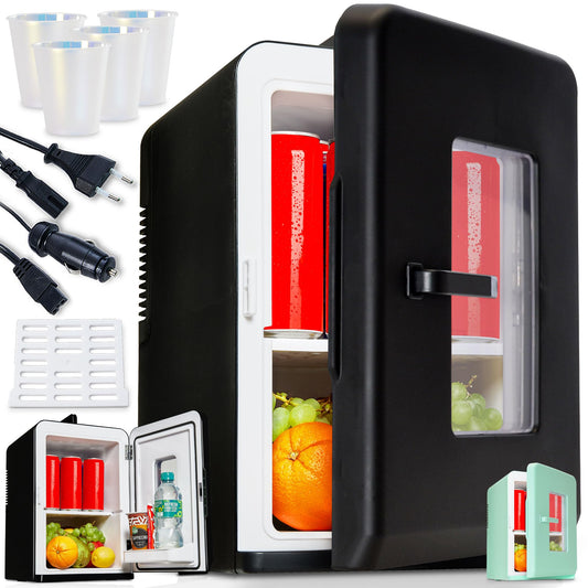 TOM 2in1 Mini Kühlschrank Kühl- & Heizfunktion - 15L Schwarz/Mint. Kühlt oder erwärmt Getränke und Speisen mobil.