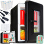 TOM 2in1 Mini Kühlschrank Kühl- & Heizfunktion - 15L Schwarz/Mint. Kühlt oder erwärmt Getränke und Speisen mobil.