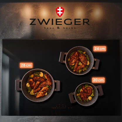 ZWIEGER 3-in-1 Brottopf 24 cm – Brotbackform mit Deckel, Schmortopf mit Deckel – Vollflächiger Edelstahlboden – Für alle Herdarten geeignet – Antihaft Bräter, PFOA-&PFOS-Frei