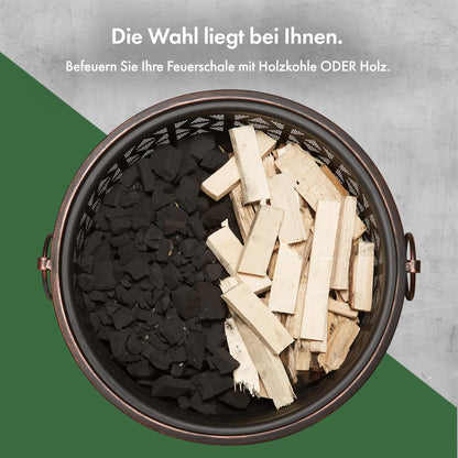 VonHaus Geo Feuerstelle, Feuerkorb aus Stahl mit Funkenschutz