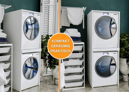 CraftPAK Waschmaschinenschrank Waschturm - Weiss B66 H180 T65 cm