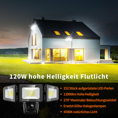 kelinvmi LED Strahler Aussenleuchte IP66 - 120W Warmweiss