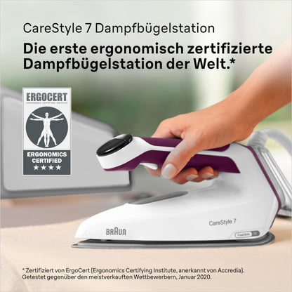 Braun CareStyle 7 IS 7266 VI Dampfbügelstation, 2700 W, Weiss-Violett