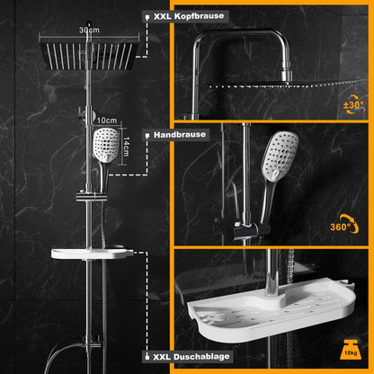 Görbach Regendusche Duschsystem – mit Ablage Chrom, ohne Armatur
