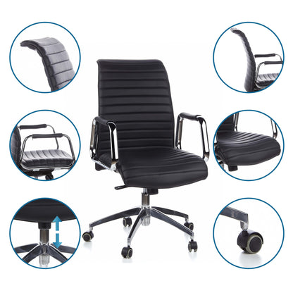 hjh OFFICE ASPERA 10 Chefsessel 600910 Leder Schwarz