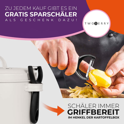 TWOBERRY Kartoffel Aufbewahrungsbox 3er Set mit Sparschäler, Weiss