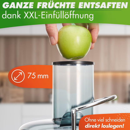 Nutrilovers QUICK-JUICER Entsafter Edelstahl – für Obst & Gemüse