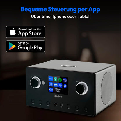 MEDION P85444 2.1 Internetradio mit Subwoofer, DAB+/UKW, Titan