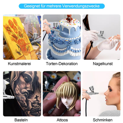 Powate 40 PSI Dual Action Airbrush Set mit Kompressor