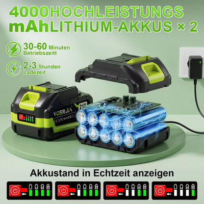 VOERJIA Akku-Hochdruckreiniger 21V 70 Bar mit 2 Akkus und 6-in-1 Düse
