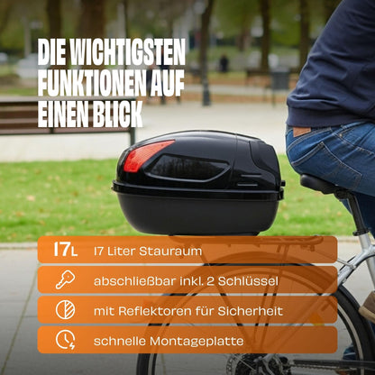 Red Loon Fahrradbox Gepäckträger Topcase abschliessbar, 17 Liter