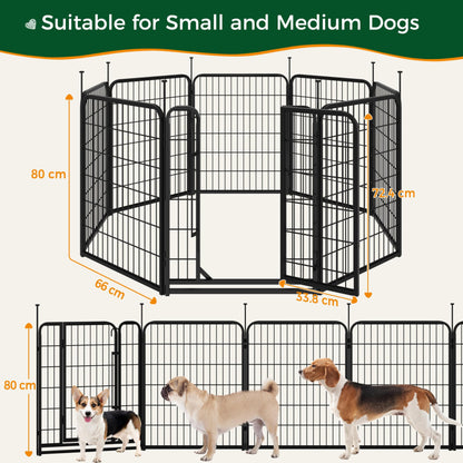 Yaheetech Welpenlaufstall 8-teilig 80cm – Faltbarer Hundeauslauf