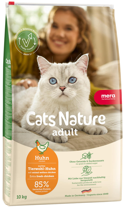 MERA Cats Nature Huhn Trockenfutter für Katzen 10 kg getreidefrei – Alleinfuttermittel für ausgewachsene Katzen