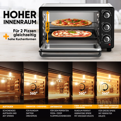 Stillstern CYCLONE PRO+ Minibackofen 25L Umluft Airfryer