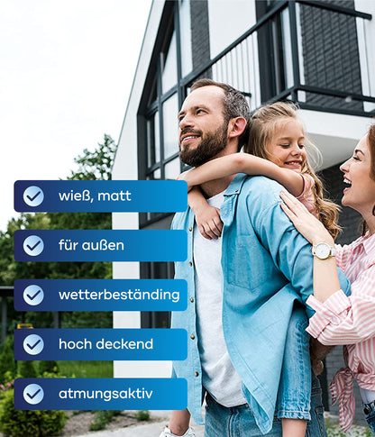 Plid Fassaden-Mauerfarbe Aussen, Wetterfest - Weiss 10L