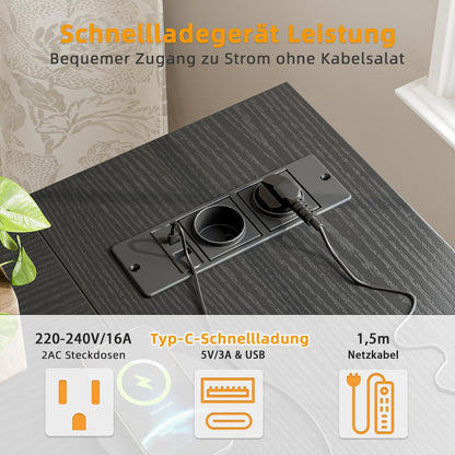 BEXEVUE Eckschreibtisch 100x70 cm Schwarz – Steckdosen, Reversibel