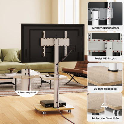AOKCOS TV Ständer rollbar für 32-65 Zoll Fernseher, höhenverstellbar