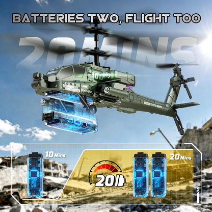 XIKOTEC RC Helikopter Militär, ferngesteuert mit LED, 2 Akkus, grün