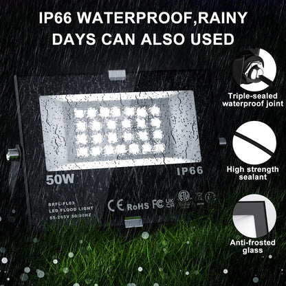 ChangM LED Fluter RGB 50W IP66 Aussen mit Fernbedienung, 4er Set