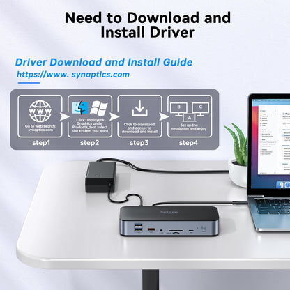 Universal DisplayLink USB C Dock – 15-in-1 Dual Monitor M1/M2