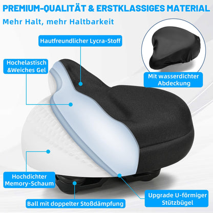 CDYWD Fahrradsattel Gel Ergonomisch Extra Breit für Damen & Herren