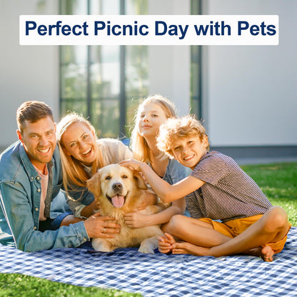 HUTHIM Picknickdecke 300x300 cm, wasserdicht, faltbar, blau-weiss