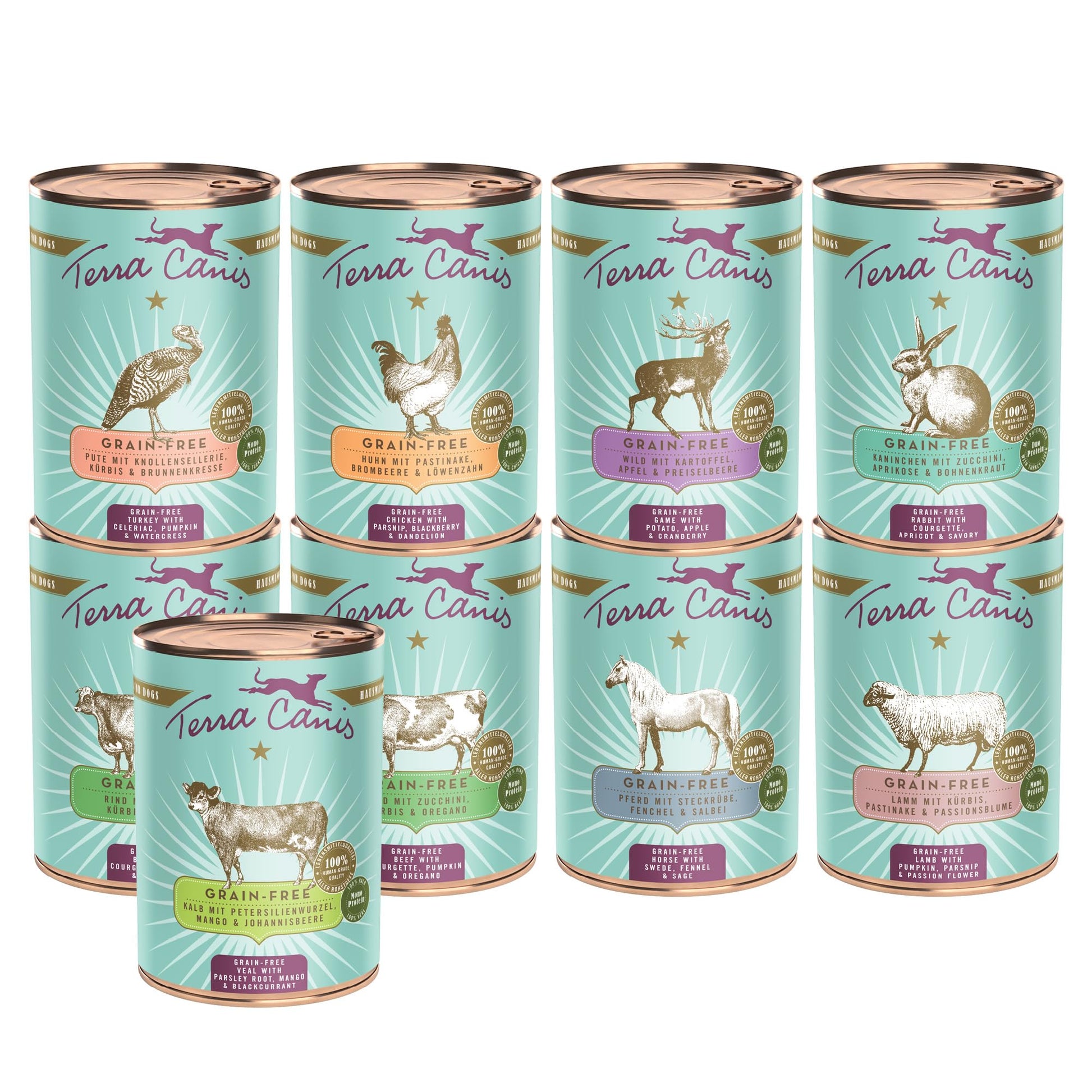 Terra Canis Kennenlernpaket L Hundenassfutter getreidefrei 9 x 400 g, 9 Dosen
