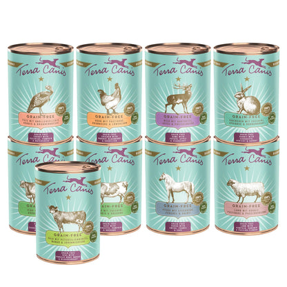Terra Canis Kennenlernpaket L Hundenassfutter getreidefrei 9 x 400 g, 9 Dosen