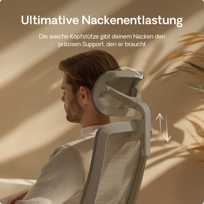 Desktronic SitOne Ergonomischer Bürostuhl mit Lendenwirbelstütze – Grau