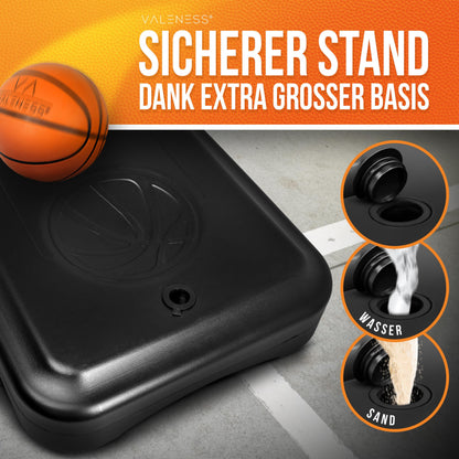 VALENESS Basketballkorb Outdoor höhenverstellbar 150-210 cm mit Ball