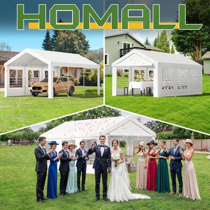 Homall Partyzelt 3x6 m Gartenpavillon wasserdicht UV-Schutz 50+ weiss