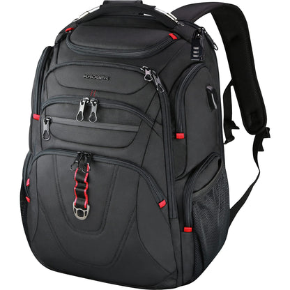 KROSER Business Laptop Reiserucksack - 17.3 Zoll Schwarz, schwarzer, rechteckiger Rucksack für 17.3 Zoll Laptops und Reisebedarf.